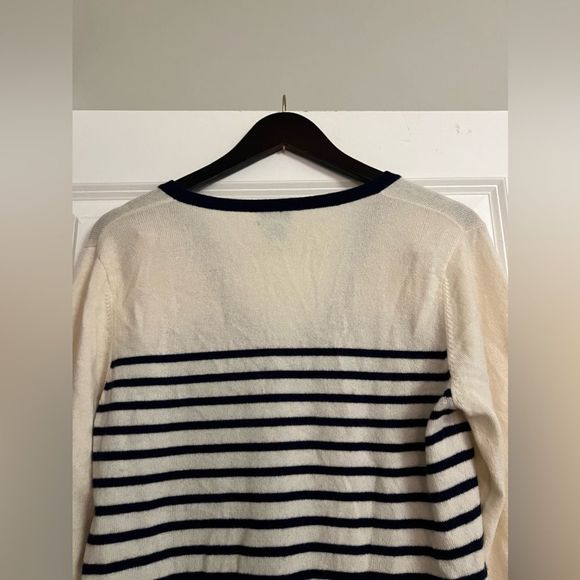 Tuckernuck Two Bees 100% Cashmere Striped Anchor Tunic Ivory/Navy/Red Size M - Picture 10 of 12